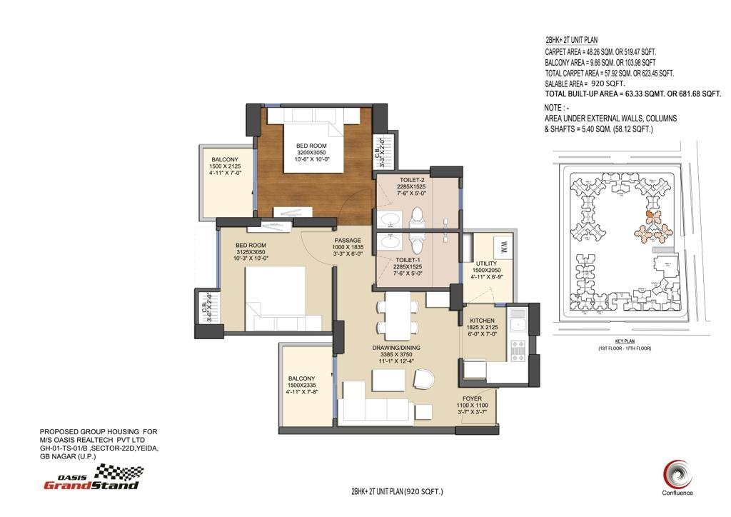 2bhk 920sqft
